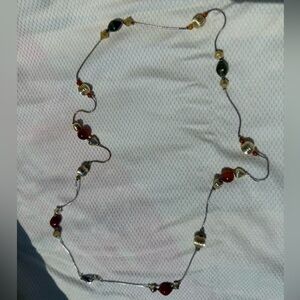 Gold and Amber Beaded Necklace